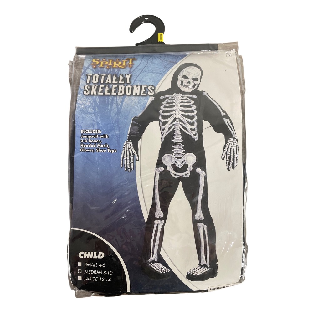 Spirit Halloween Totally Skelebones Kids Skeleton Costume Medium 8-10 3D Bones - Picture 1 of 8